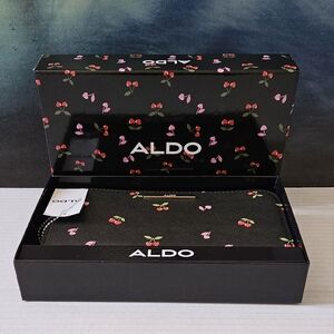Aldo Black Cherry Print Zip Wallet